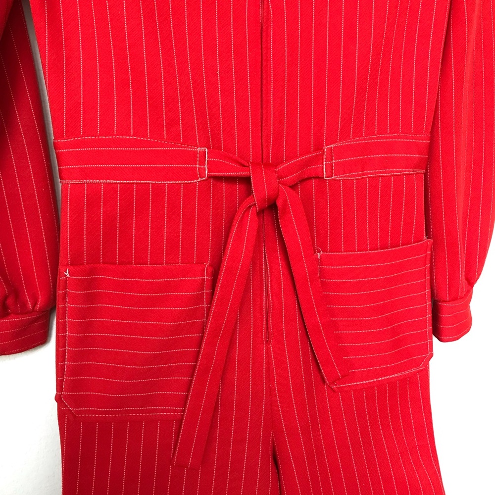 Strait Lane Vintage Red Stripe Jumpsuit 60s 70s Size 8 - Picture 9 of 11